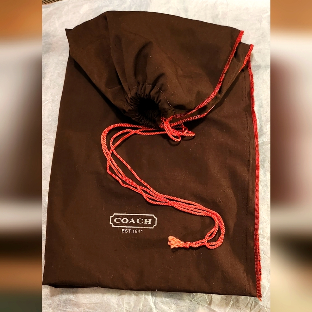 VINTAGE Coach Dust Bag XL 20" X 22" Dark Brown/ Red